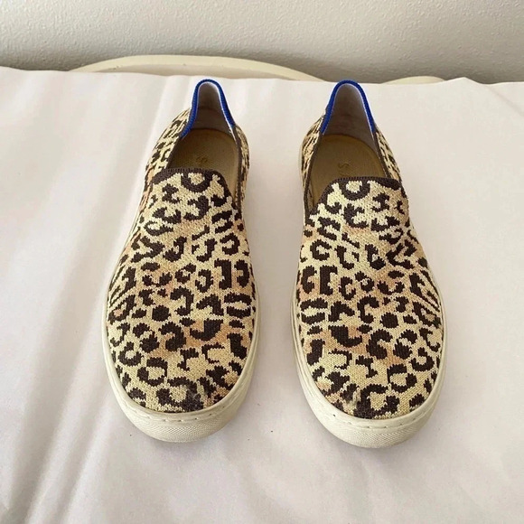 Rothy’s Leopard Animal Print Slip on Knit Sneakers Size 8 - Picture 2 of 7